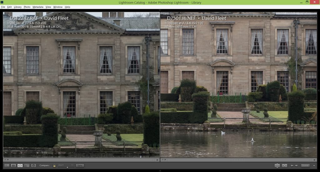 Fuji XT2 vs Nikon D750 image comparison of both photos zoomed in 100%