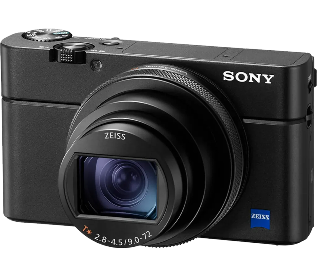 product image of the Sony RX100VI with the lens extended. 