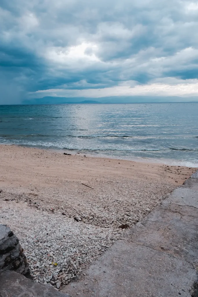 A landscape photo from Saayo beach in Barili looking out towards Negros Oriental in the Philippines. 