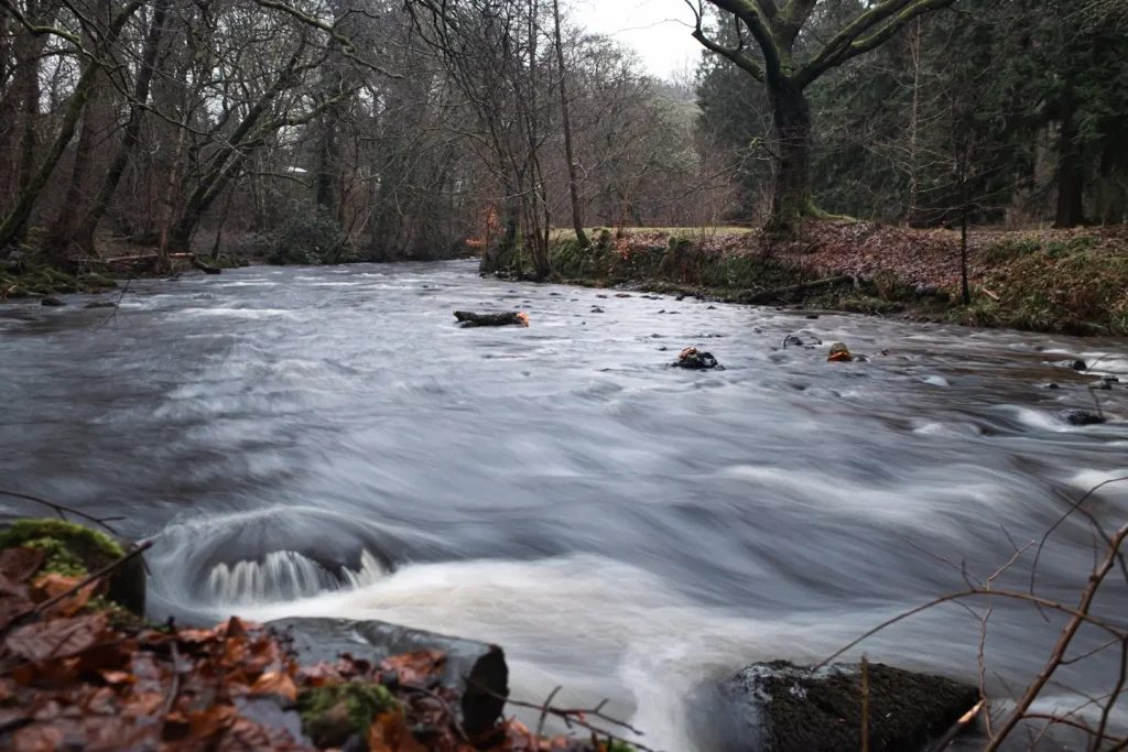 A long exposure photo of the river Earn in Scotland. 