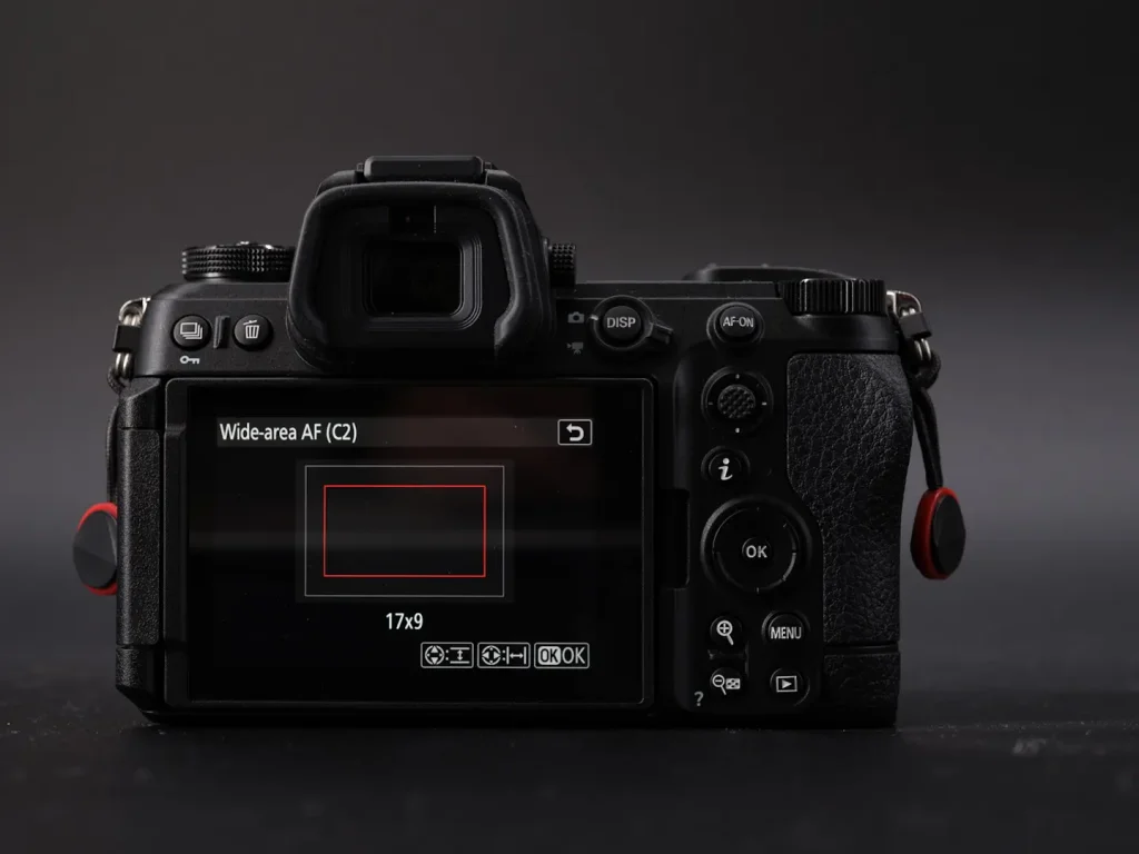 A menu screen on the Nikon Z6III showing Wide Area AF C2 box. 