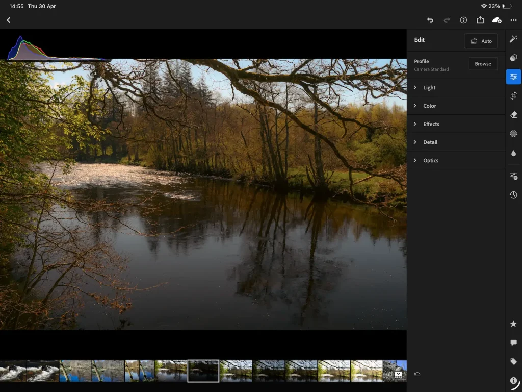 The same photo as above in Adobe Lightroom now with post production corrections including lifting shadows. 