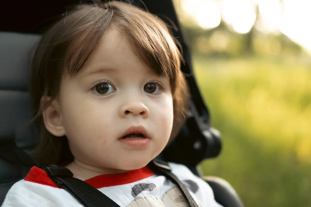 A photo fo my youngest daughter, Izzy in her pram. 