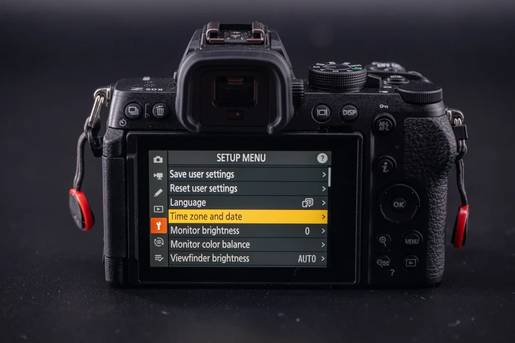The rear screen of the Nikon Z50II camera showing the Setup Menu.